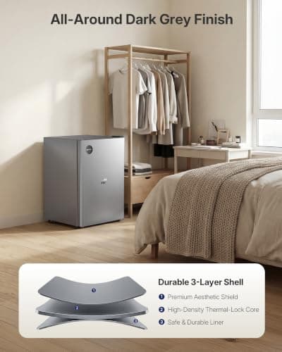Upstreman 2.5 Cu.Ft All-Refrigerator Mini Fridge, Single Door Small Refrigerator, Dorm Fridge with 7 Adjustable Thermostat, Compact Refrigerator for Office, Bedroom or Dorm, Silver-CR26 — view 5