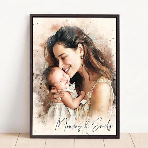 Personalized Family Portrait Wall Art, Custom Mom Watercolor Portrait From Photo, Personalized Family Art, Mother's Day, Birthday Gifts, Grandma Photo Gifts, Custom Canvas For Mom — view 2