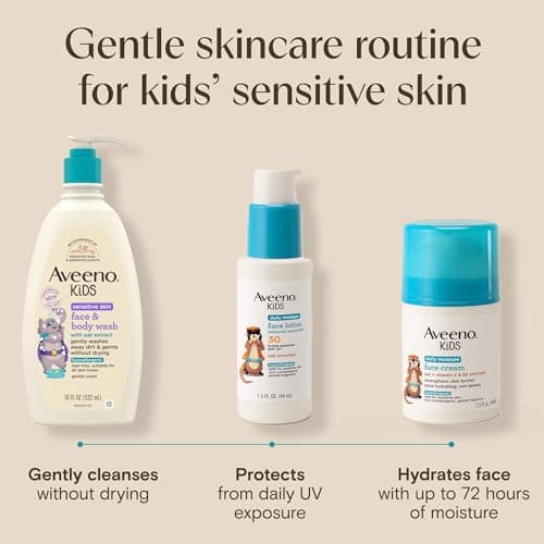 Aveeno Kids Daily Moisture Face Cream with Oat, Vitamin E & B5, Moisturizing Cream for Kids’ Sensitive Facial Skin, Strengthen Skin’s Moisture Barrier, Ultra-Hydrating, Non-Greasy, Travel Size, 1.5 oz — view 8