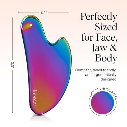 Kitsch Stainless Steel Gua Sha Facial Tools, Lymphatic Drainage Massager for Face, Chin & Jawline Sculpting, Body Guasha Tool for Muscle Tension, Skin Care Gift for Mom, Women - Irridescent — view 4