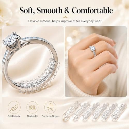 Ring Sizer Adjuster for Loose Rings – 12 Pack Invisible Ring Guards, Clear Ring Size Adjuster for Women & Men, Reduce Ring Size 0.5-1.5, Fits Bands Wide Up to 6mm/0.24inch — view 5