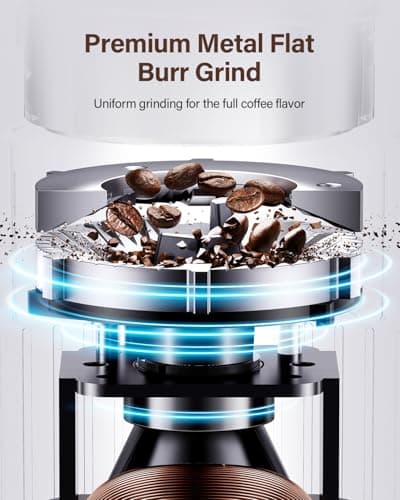 SHARDOR Electric Burr Coffee Grinder, 32 Grind Settings, Compact Flat Burr Mill with Adjustable Timer for Home Use, 120V 200W, Chamber, Hopper, Cleaning Brush