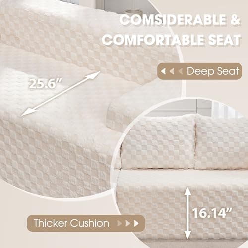 Hobestluk Boneless Couch Modular Sectional Sofa L-Shape Couch 3 Seat Modular Couch Memory Foam Sectional Couches for Living Room Furniture, Cloud Couch with Chaise Lounge (96" Left Facing Chaise) — view 4