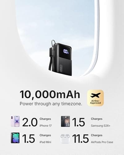 INIU Power Bank, Smallest Portable Charger 10000mAh, 45W Fast Charging Mini Battery Pack with Detachable USB-C Cable, Flight-Safe Travel Powerbank for iPhone 17 16 15 Pro Max, Samsung S26, iPad, etc — view 5