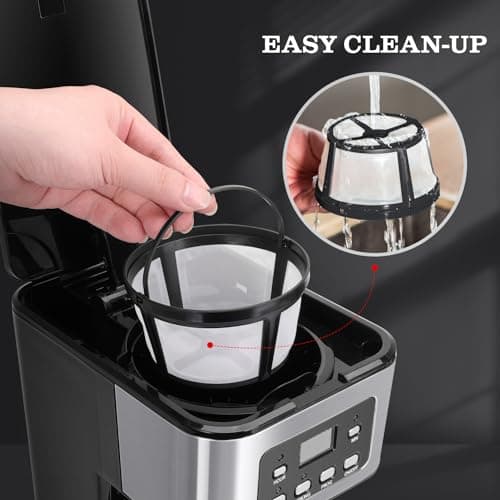 Taylor Swoden 12-Cup Programmable Coffee Maker, Black & Stainless Steel — view 7