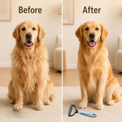 Pet Knotter for Dogs/Cats, Double Sided Pet Grooming Brush,Undercoat Rake Pets Brush for Long Hair Professional Deshedding Tool, Pets Hair Remover Shedding (Pink-L) — view 5