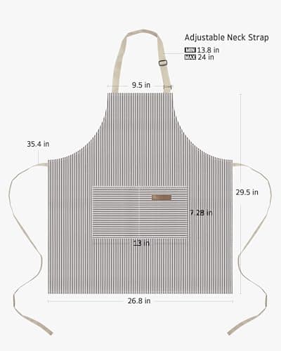 Syntus Apron for Men Women, Adjustable Cooking Kitchen Chef Aprons with 2 Pockets, Basic Stripe Black Brown, 2 Polycotton