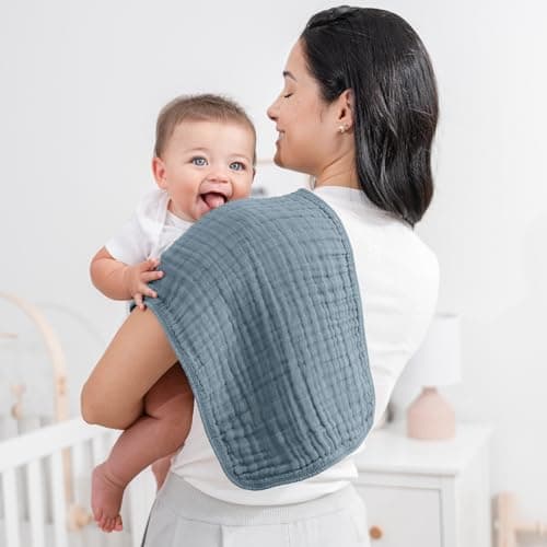 Comfy Cubs Muslin Burp Cloths Baby 50 x 25 cm, Pack of 10 - Large 6-Layer Ultra-Absorbent 100% Cotton for Babies Drool & Messes - Soft & Gentle Burp Cloth Baby Set for Boys & Girls - Multi Boy