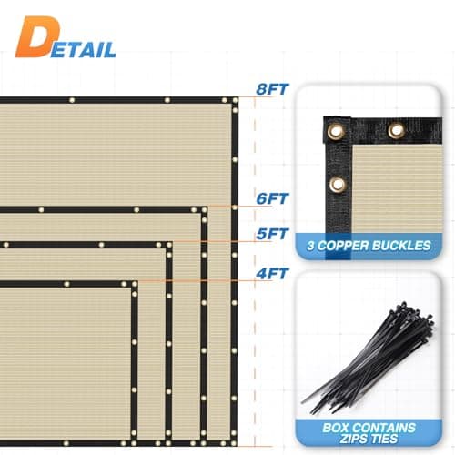 TANG 4' x 25' Beige Tan Privacy Fence Screen Temporary Fence Screen Heavy Duty Windscreen Fence Netting Fence Covers Privacy Blockage Excellent Airflow for Backyard Garden School — view 2