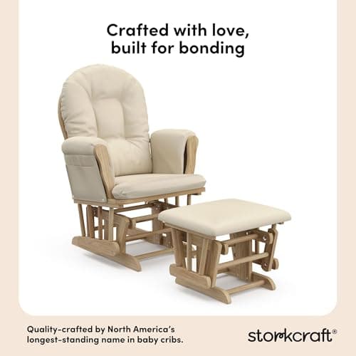 Storkcraft Premium Hoop Glider & Ottoman (Natural/Beige) — GREENGUARD Gold Certified Nursery Glider, Solid Wood Craftsmanship, Smooth-Gliding Nursery Chair and Ottoman, Award-Winning — view 3