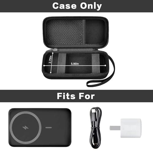 Case for Anker Magnetic Battery 10,000mAh Foldable Wireless Portable Charger, 633/622/621/321 5,000mAh Power Bank (MagGo) Holder, Storage for Baseus 6000mAh Cell Phone Power Delivery -Case Only-Black