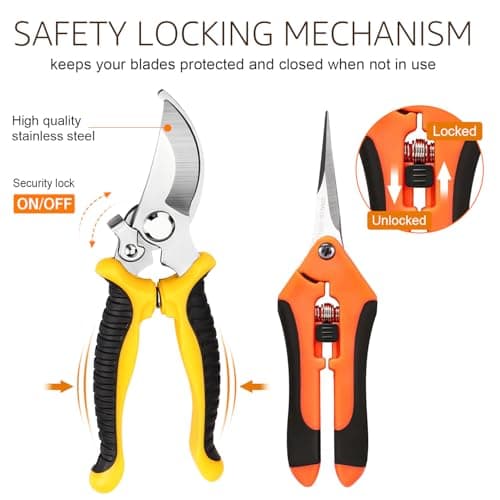 3 Pack Garden Pruning Shears Stainless Steel Blades Handheld Pruners Set with Gardening Gloves — view 4