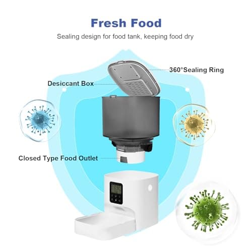 ANDOLL HOME Automatic Cat Feeder, 4L Cat Food Dispenser with 10s Voice Recorder, Pet Feeder up to 8 Meals per Day, Timed Dog Feeder with Dry Food Sealed Ring — view 2