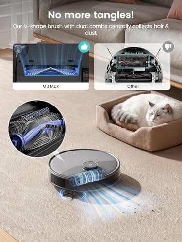 Lefant M3 Max Robot Vacuum and Mop, 20000Pa Suction, 90-Day Self-Emptying, Obstacle Avoidance, Auto Mop Washing&Drying, All-in-One for Pet Hair Carpet, 5G WiFi