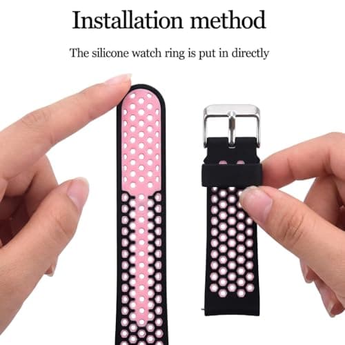 4pcs Rubber Leather Watch Band Strap Loops Black Silicone Replacement Resin Watch Bands Keeper Holder Retainer (Size: 20mm) — view 3