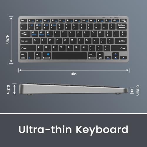 SQQSOOZ Wireless Rechargeable Keyboard, Slim Keyboard, Grey Black — view 6
