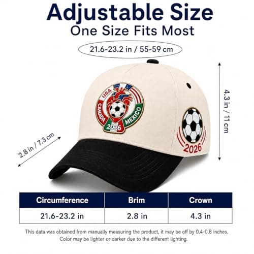 2026 World Cup Soccer Hat–USA Canada Mexico Host Countries Embroidered Baseball Hat Unisex Cotton for Soccer Supporters — view 3
