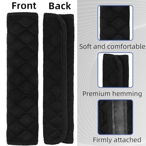2Pcs Car Seat Belt Padding10.6In (27cm) Car Seat Belt Shoulder Strap Cover Car Accessories Interior,Soft Shoulder Strap Covers Seat Belt Protector Make Neck and Shoulders More Comfortable(Black) — view 4