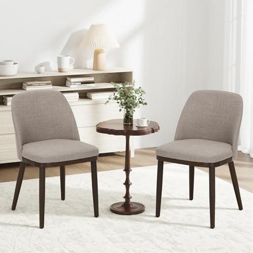 COLAMY Upholstered Dining Chairs Set of 2, Modern Kitchen Chairs with Back, Fabric Side Chair with Wood Legs for Dining Room Kitchen Restaurant, Camel