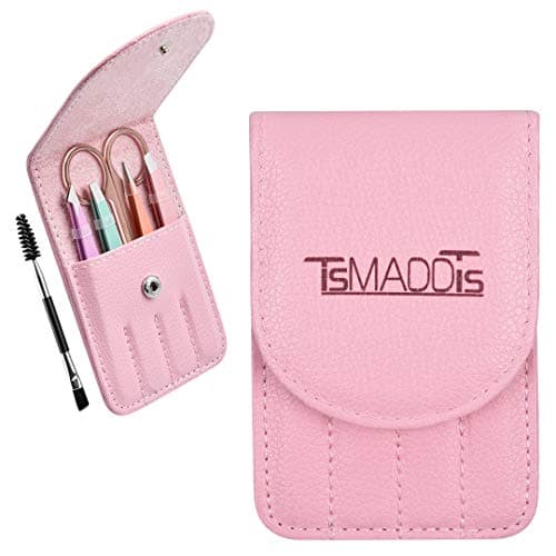 TsMADDTs 6 pcs Tweezers Set for Women, Eyebrow Tweezers with Curved Scissor for Ingrown Hair, Hair Plucking Daily Beauty Tools with Leather Travel Case — view 6