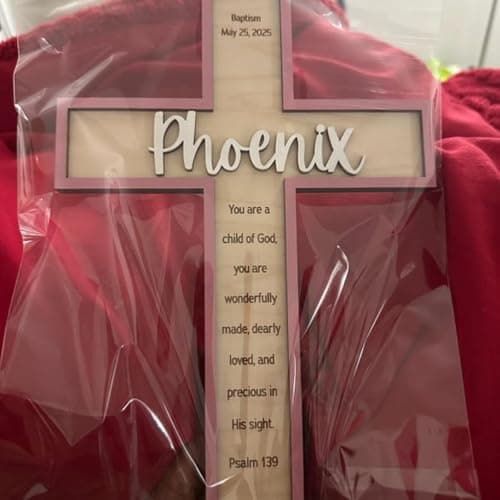 WEIYOUDP Personalized Wooden Baptism Cross,Custom Kid Name Cross,Baby Shower,Nursery Easter Decor,Baptism Gift,First Christening Gift for Girls and Boys — view 4