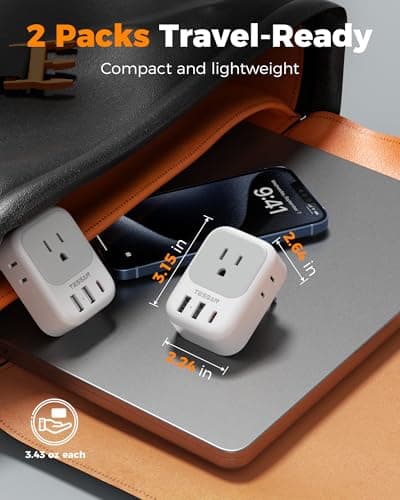 TESSAN 2 Pack European Travel Plug Adapter, Europe Power Converter — view 4