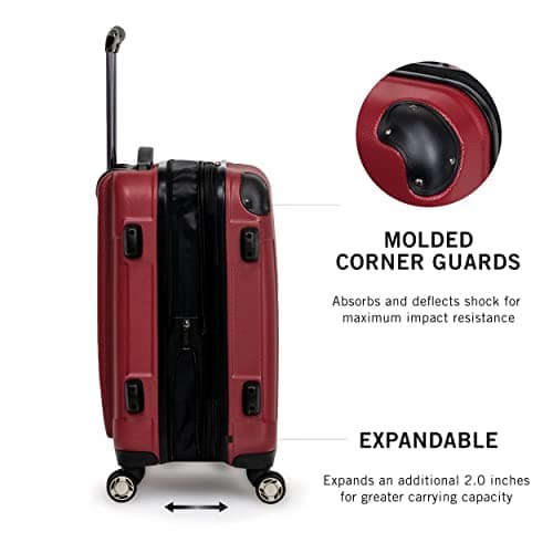 Kenneth Cole REACTION Renegade Luggage Expandable 8-Wheel Spinner Lightweight Hardside Suitcase, Scarlet Red, 3-Piece Set (20"/24"/28") — view 4