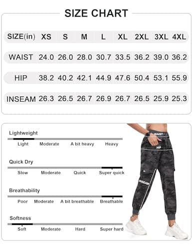 MoFiz Womens Hiking Pants with Pockets Lightweight Quick Dry Athletic Outdoor Running Sweatpants Cargo Pant for Women XS — view 6