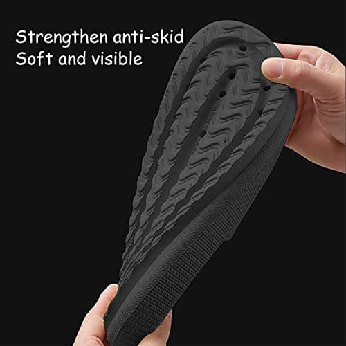 House Slipper For Man Women Pillow Slides Non-Slip Lightweight Open-toe Shower Shoes Quick Drying Extra Thick Sandals (Black, numeric_9_point_5) — view 5