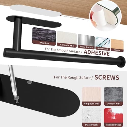 DEKAVA Paper Towel Holder Under Cabinet Wall Mount for Kitchen Paper Towel, Self-Adhesive Paper Towel Bar, Paper Towel Rack, SUS304 Stainless Steel 13 inch — view 5