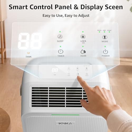 Dehumidifier for Basement with Drain Hose Max 34 Pints, KNKA 2500 Sq.Ft Dehumidifiers for Home, Large Room, Bathroom, Three Operation Modes, Intelligent Humidity Control, Dry Clothes, 24HR Timer — view 2