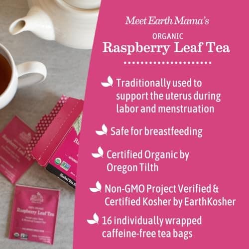 Earth Mama Organic Red Raspberry Leaf Tea | Labor Prep & Menstrual Support Herbal Tea, Pregnancy & Postpartum Care Recovery | 32 Teabags | Caffeine Free & Non-GMO — view 2