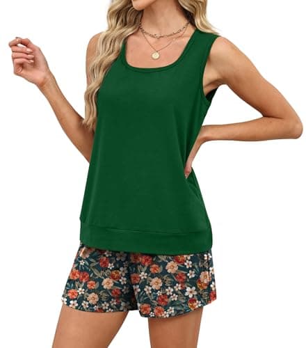 WIHOLL Lounge Sets for Women Two 2 Piece Short Sets for Women Summer Beach Vacation Clothes Business Casual Travel Airport Cruise Outfits 2026 Matching Clothing Fashion Resort Wear 2026 Green Floral — view 2