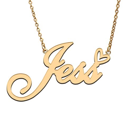 RONKAH Jess Custom Personalized Name Necklace Pendant Necklace with Heart Customized Necklace Best Gift for Women Christmas Valentine's Day Mother's Day Birthday AU