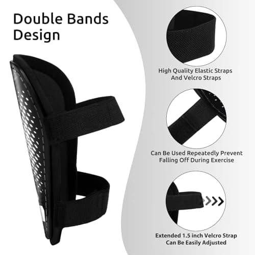 Shin Guards Soccer Youth Kids - Shin Guard for Boys Girls Teenagers 2-18 Years Old - Football Shin Pads Protection Equipment with Adjustable Straps - Black, XS — view 2