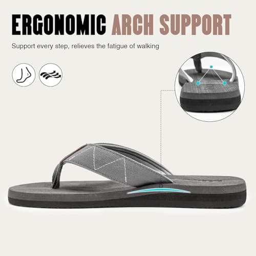 FITORY Men's Flip-Flops, Thongs Sandals Comfort Slippers for Beach Gray Size 10 — view 3