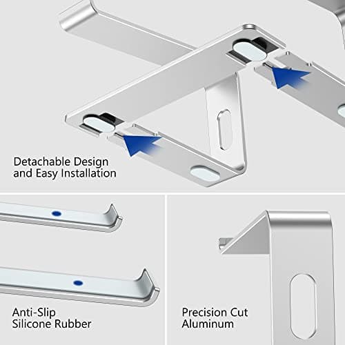 BESIGN LS03 Aluminum Laptop Stand, Ergonomic Detachable Computer Stand, Notebook Riser, Laptop Mount Compatible with Air, Pro, Dell, HP, Lenovo More 10-15.6" Laptops, Silver — view 4