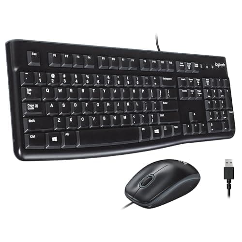 Logitech MK120 Full Size Wired Keyboard and Mouse Combo - Black