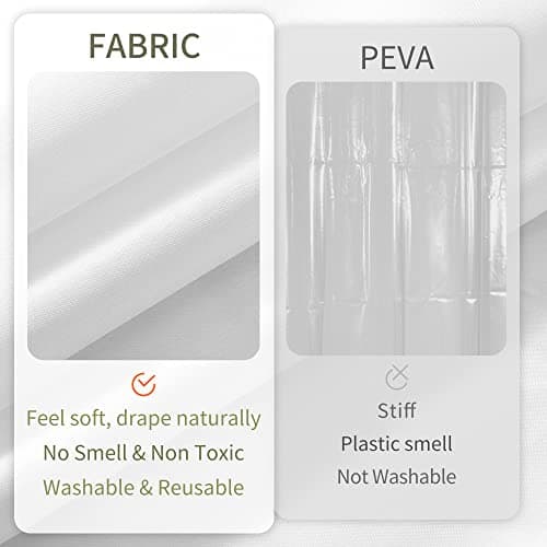 ALYVIA SPRING Waterproof Fabric Shower Curtain Liner with 3 Magnets - Soft Hotel Quality Cloth Shower Liner, Light-Weight & Machine Washable - Standard Size 72x72, White — view 3