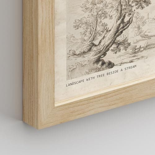 SIGNWIN Framed Poster Vintage Landscape Sketch Antique Tree Wilderness Nature Illustrations Fine Art Decorative Country/Farmhouse Vintage for Living Room, Bedroom, Office - 8"x10"x 4 Natural — view 4
