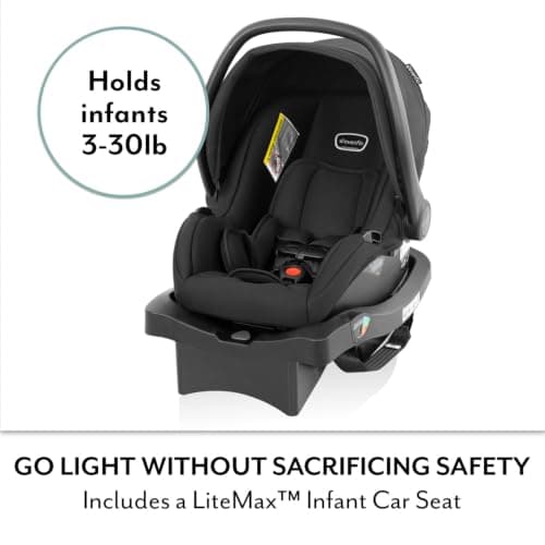 Evenflo Otto+ Travel System w/LiteMax Infant Car Seat, Light Weight, One Hand Gravity Fold (Chia Black) — view 2