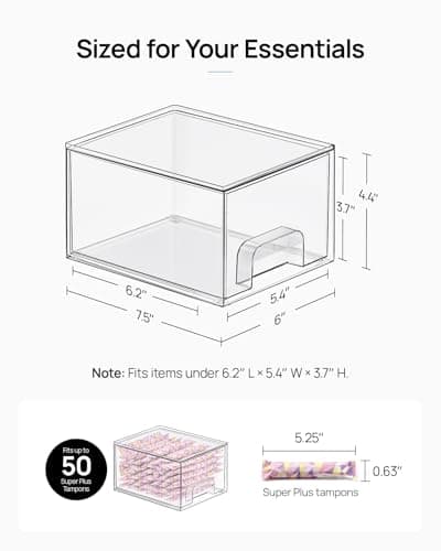 Vtopmart 4 Pack Small Clear Stackable Storage Drawers,Acrylic Bathroom Makeup Organizer,Plastic Storage Bins for Vanity, Undersink, Kitchen Cabinets, Pantry, Home Organization