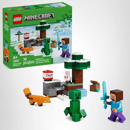 LEGO Minecraft Steve’s Taiga Adventure Building Toy for Boys & Girls - Video Game Playset & Toy Figures for Kids, Ages 6 + - W/2 Minifigures & 2 Pretend Play Animals - Gift Idea for Birthdays - 21583 — view 6