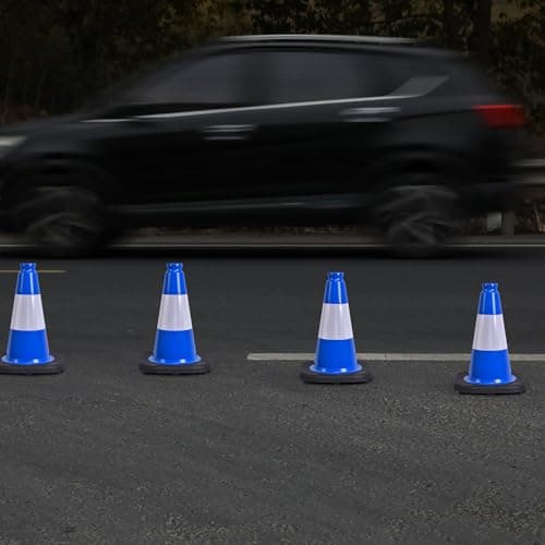 OrangeStar 12" Blue Traffic Cones 8-Pack Reflective Safety Cones with Heavy Duty Base for Sports Training, Parking Lots, Construction, Indoor & Outdoor Use — view 5
