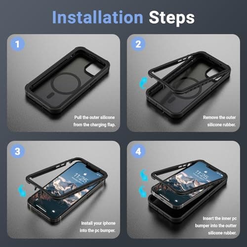jaroco Magnetic for iPhone 13 Case, [Compatible with MagSafe][Military Grade Drop Protection][Heavy Duty Protection][Non-Slip][Shockproof] 2-Layer Durable Bumper Phone Case 6.1''-Black — view 2