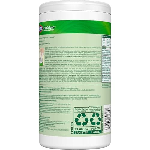 CloroxPro Clorox EcoClean Disinfecting Wipes, Multi Purpose Bleach Free Cleaner, Made with Citric Acid and Plant Based Ingredients, Antibacterial Disinfectant, Multi Surface Use, 75 Ct, Pack of 6 — view 12