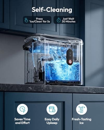 EUHOMY Ice Maker Countertop, Portable Ice Machine with Carry Handle, 26.5lbs Per Day, 9 Cubes in 6 Mins, Auto-Cleaning, with Basket and Scoop, for Home, Kitchen, Camping, RV (Silver) — view 5