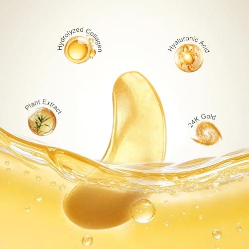 Permotary 30 Pairs Crystal Collagen Under Eye Mask, Gold Gel Collagen Eye Pad For Moisturizing, Reducing Dark Circles & Puffy Eyes (Gold) — view 3