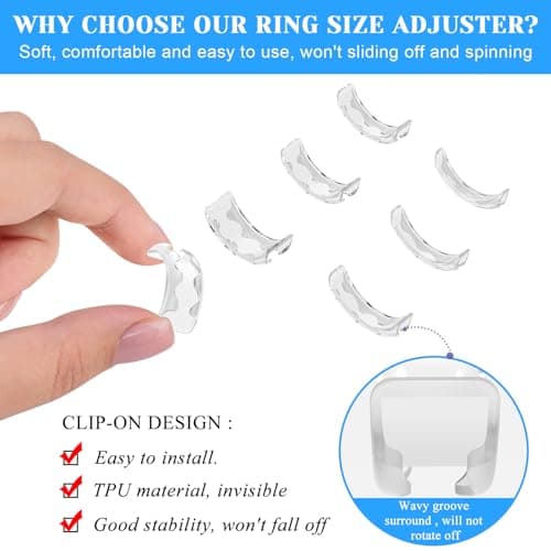 Ramalto Ring Sizers for Loose Rings – 16 Pack Invisible Ring Size Adjusters with Insert & Spiral Guards, Reduce Size by 0.5–1 & Stop Spinning, Fits Bands 1-8mm, Unisex Tighteners No Resizing Needed — view 3