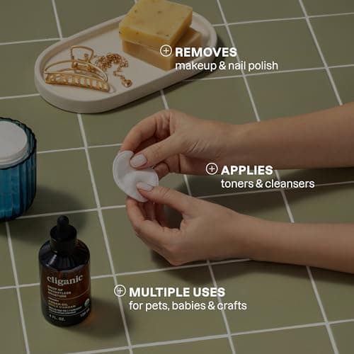 Cliganic Premium Cotton Rounds for Face (300 Count) - Makeup Remover Pads, Hypoallergenic, Lint-Free | 100% Pure Cotton — view 3